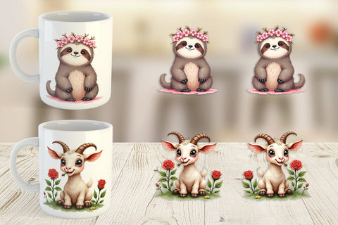 Mug Wrap Bug-Eyed Spring Bloomers Watercolor Sublimation artnoy 
