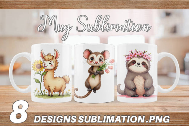 Mug Wrap Bug-Eyed Spring Bloomers Watercolor Sublimation artnoy 