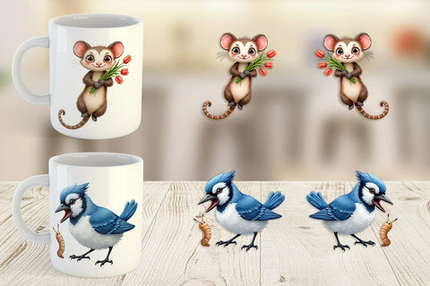 Mug Wrap Bug-Eyed Spring Bloomers Watercolor Sublimation artnoy 