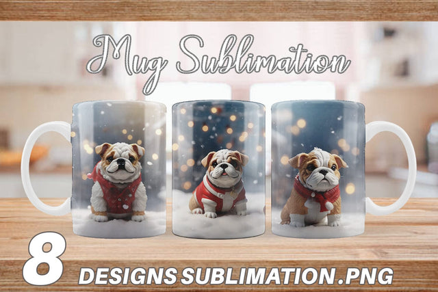 Mug Wrap Bulldog Christmas Sublimation artnoy 