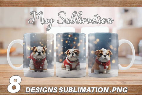 Mug Wrap Bulldog Christmas Sublimation artnoy 
