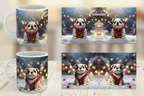 Mug Wrap Bulldog Christmas Sublimation artnoy 