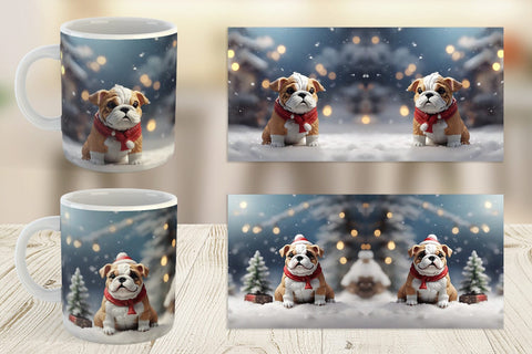 Mug Wrap Bulldog Christmas Sublimation artnoy 