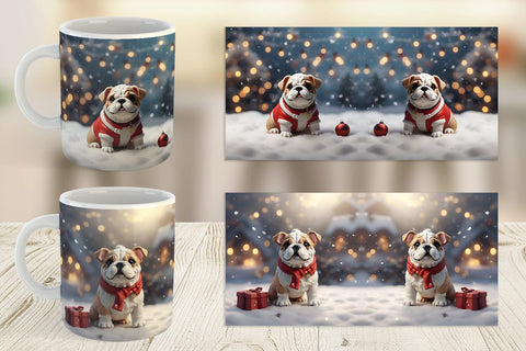 Mug Wrap Bulldog Christmas Sublimation artnoy 