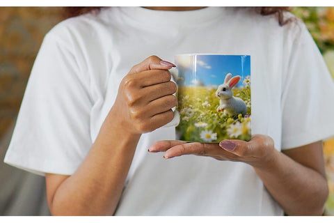 Mug Wrap Bunny and Daisies Sublimation artnoy 