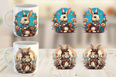 Mug Wrap Bunny and Flower Sublimation artnoy 