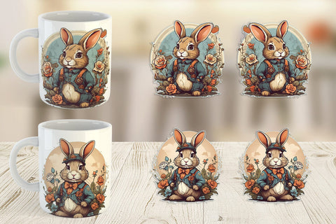 Mug Wrap Bunny and Flower Sublimation artnoy 
