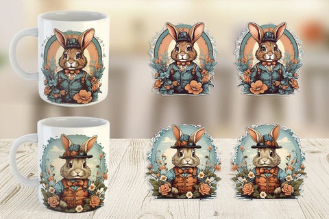 Mug Wrap Bunny and Flower Sublimation artnoy 