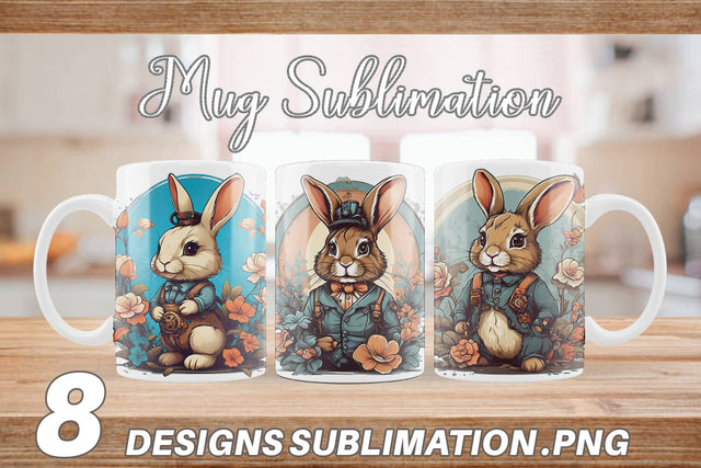 Mug Wrap Bunny and Flower Sublimation artnoy 
