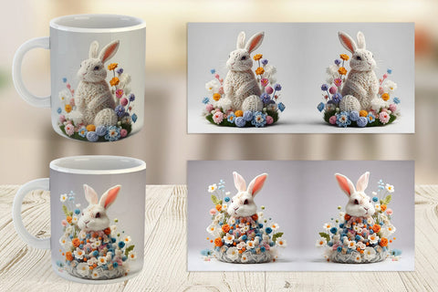 Mug Wrap Bunny Easter Embroidery Sublimation artnoy 