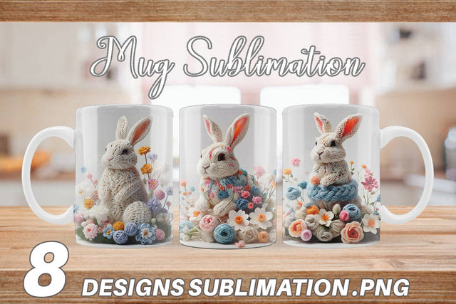 Mug Wrap Bunny Easter Embroidery Sublimation artnoy 