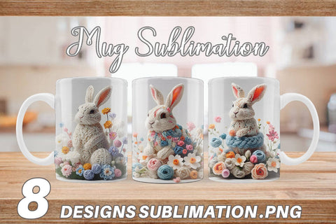 Mug Wrap Bunny Easter Embroidery Sublimation artnoy 