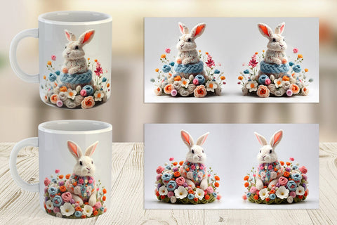Mug Wrap Bunny Easter Embroidery Sublimation artnoy 