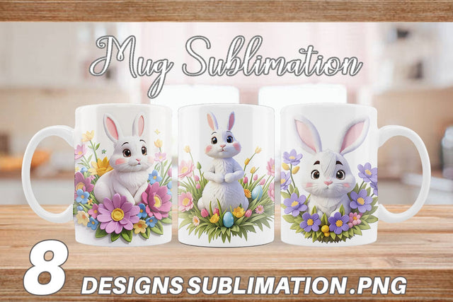 Mug Wrap Bunny Easter Embroidery Sublimation artnoy 