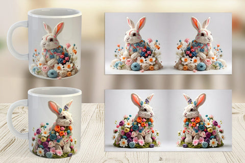 Mug Wrap Bunny Easter Embroidery Sublimation artnoy 