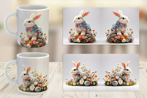 Mug Wrap Bunny Easter Embroidery Sublimation artnoy 