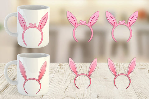 Mug Wrap Bunny Headband Sublimation artnoy 
