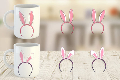 Mug Wrap Bunny Headband Sublimation artnoy 
