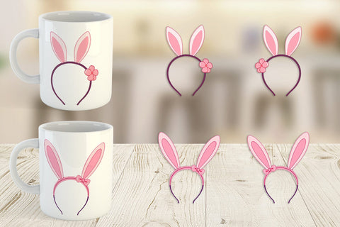 Mug Wrap Bunny Headband Sublimation artnoy 
