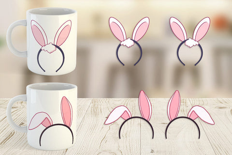 Mug Wrap Bunny Headband Sublimation artnoy 