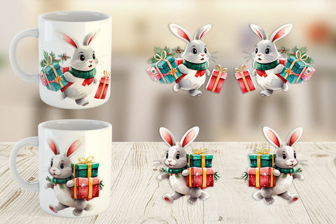 Mug Wrap Bunny with Gifts Sublimation artnoy 