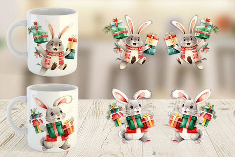 Mug Wrap Bunny with Gifts Sublimation artnoy 