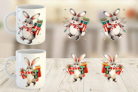 Mug Wrap Bunny with Gifts Sublimation artnoy 