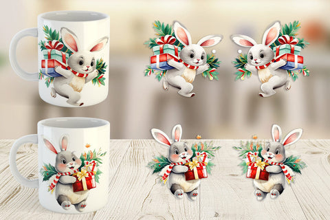 Mug Wrap Bunny with Gifts Sublimation artnoy 