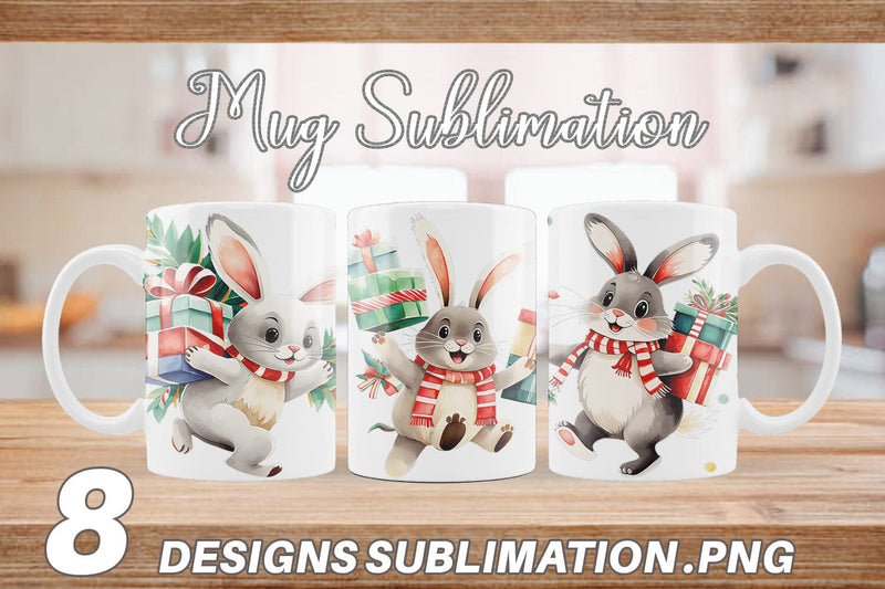 Mug Wrap Bunny with Gifts Sublimation artnoy 