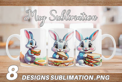 Mug wrap Bunny with Sandwich Sublimation artnoy 
