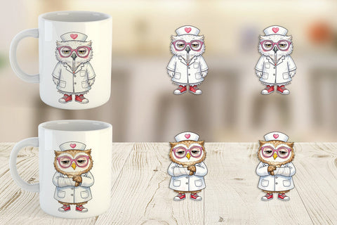 Mug Wrap Burnout Owl Nurse Lifestyle Sublimation artnoy 