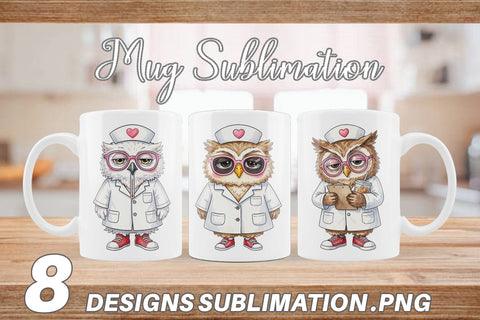 Mug Wrap Burnout Owl Nurse Lifestyle Sublimation artnoy 