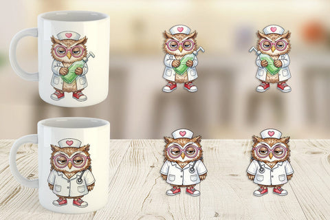 Mug Wrap Burnout Owl Nurse Lifestyle Sublimation artnoy 