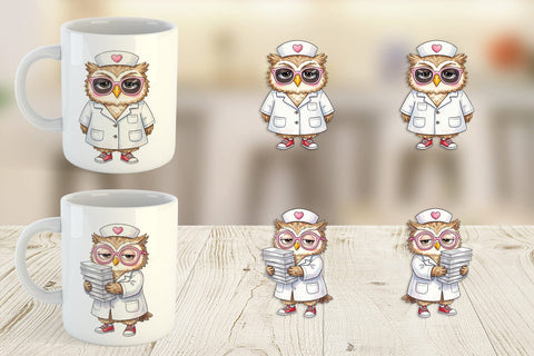 Mug Wrap Burnout Owl Nurse Lifestyle Sublimation artnoy 
