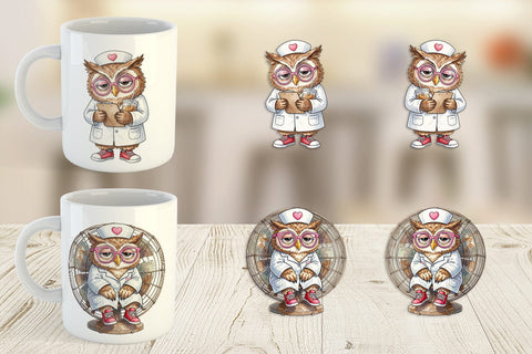 Mug Wrap Burnout Owl Nurse Lifestyle Sublimation artnoy 