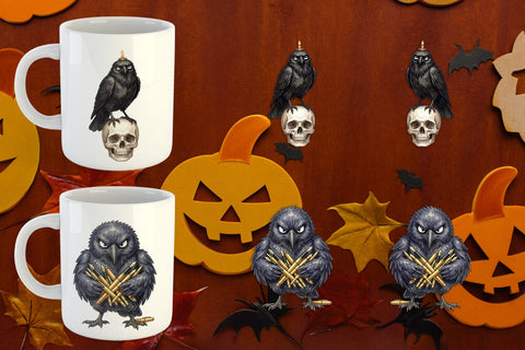 Mug Wrap Burnout Raven Dark Academia Watercolor Sublimation artnoy 