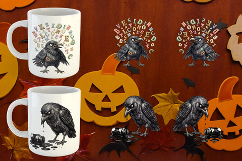 Mug Wrap Burnout Raven Dark Academia Watercolor Sublimation artnoy 