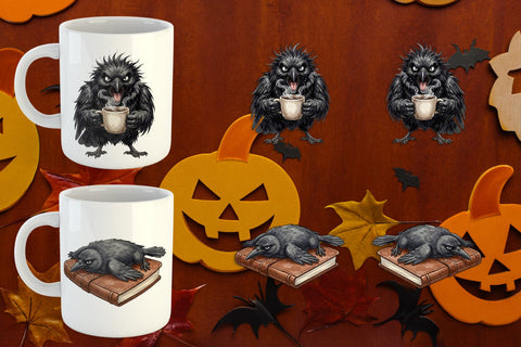 Mug Wrap Burnout Raven Dark Academia Watercolor Sublimation artnoy 