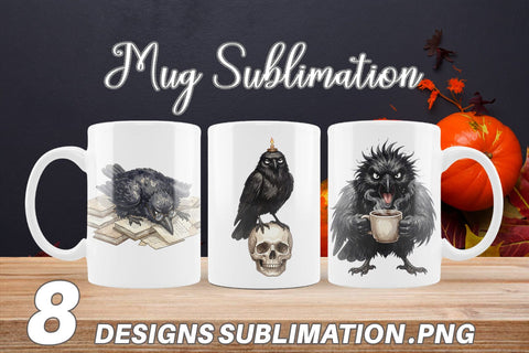 Mug Wrap Burnout Raven Dark Academia Watercolor Sublimation artnoy 