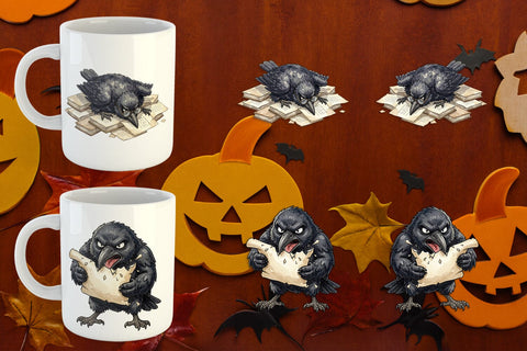 Mug Wrap Burnout Raven Dark Academia Watercolor Sublimation artnoy 
