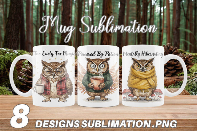 Mug Wrap Burnt Out Owl Whimsigoth Watercolor Sublimation artnoy 