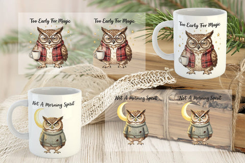Mug Wrap Burnt Out Owl Whimsigoth Watercolor Sublimation artnoy 