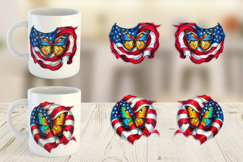 Mug Wrap Butterfly 4th of July Sublimation artnoy 
