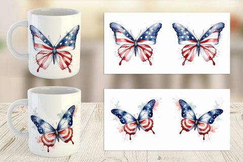 Mug Wrap Butterfly 4th of July Sublimation artnoy 