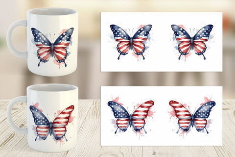 Mug Wrap Butterfly 4th of July Sublimation artnoy 