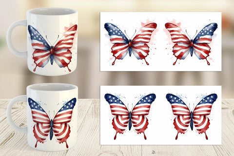 Mug Wrap Butterfly 4th of July Sublimation artnoy 
