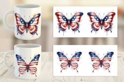 Mug Wrap Butterfly 4th of July Sublimation artnoy 