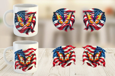 Mug Wrap Butterfly 4th of July Sublimation artnoy 