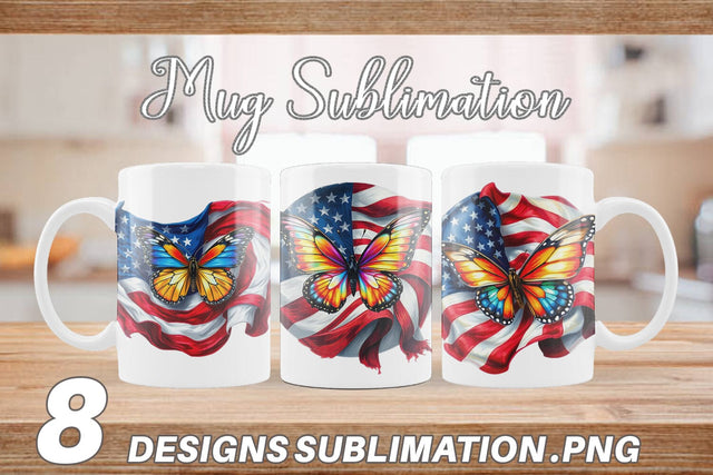 Mug Wrap Butterfly 4th of July Sublimation artnoy 