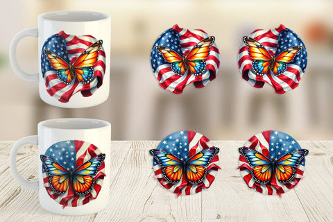 Mug Wrap Butterfly 4th of July Sublimation artnoy 
